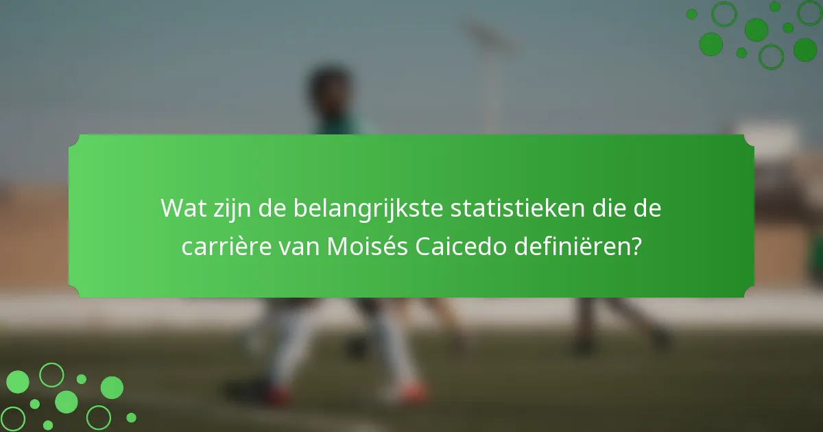 Wat zijn de belangrijkste statistieken die de carrière van Moisés Caicedo definiëren?