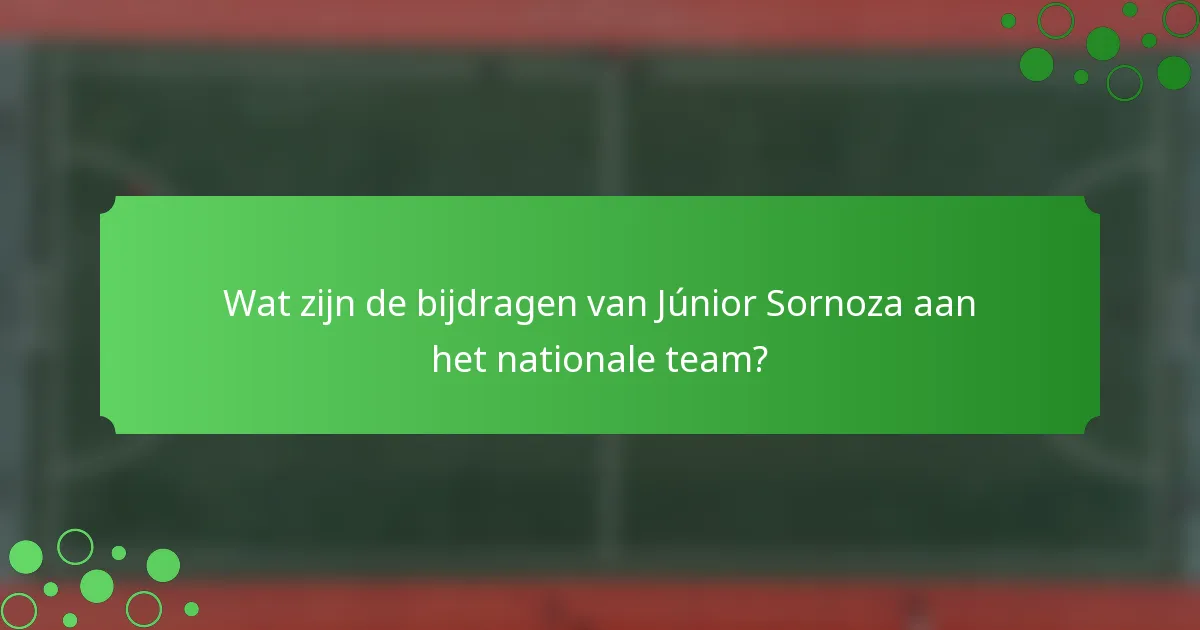 Wat zijn de bijdragen van Júnior Sornoza aan het nationale team?