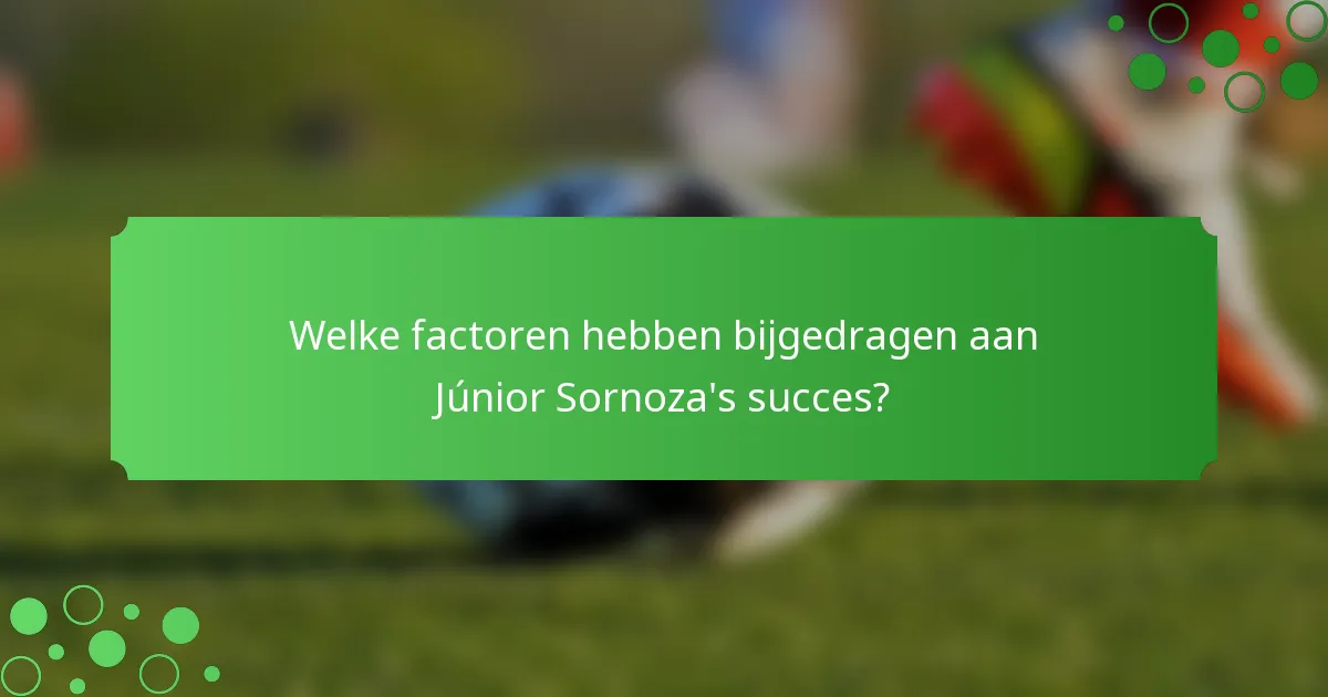 Welke factoren hebben bijgedragen aan Júnior Sornoza's succes?